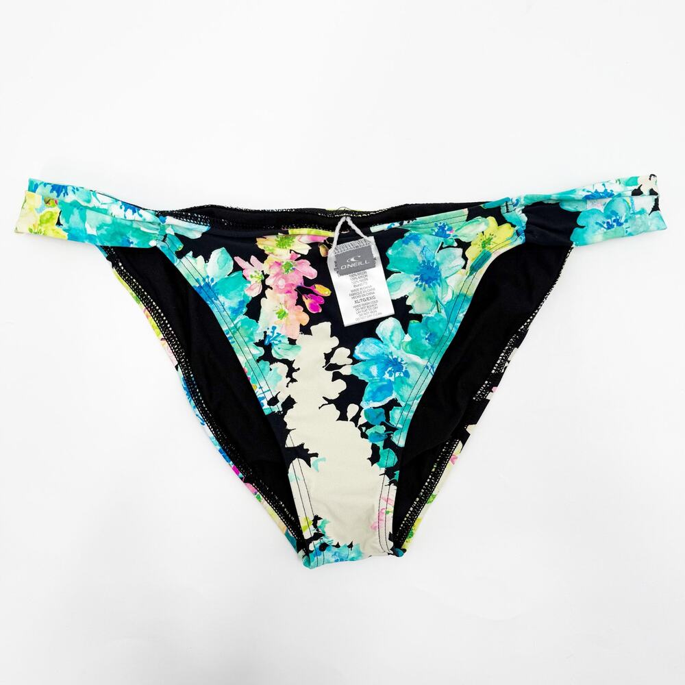 O'NEILL Bikini Bottoms Size Extra Large NEW Black Floral Swim Beach Surf NWOT
